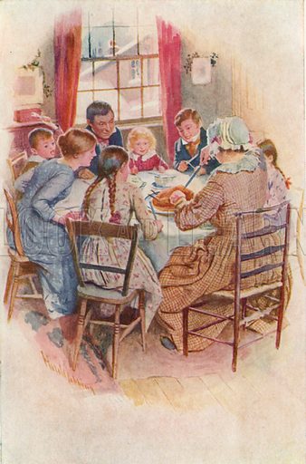 There was a breathless pause as Mrs. Cratchit prepared to plunge the carving knife in the goose.