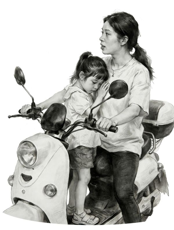 骑车的母女 骑车的母女