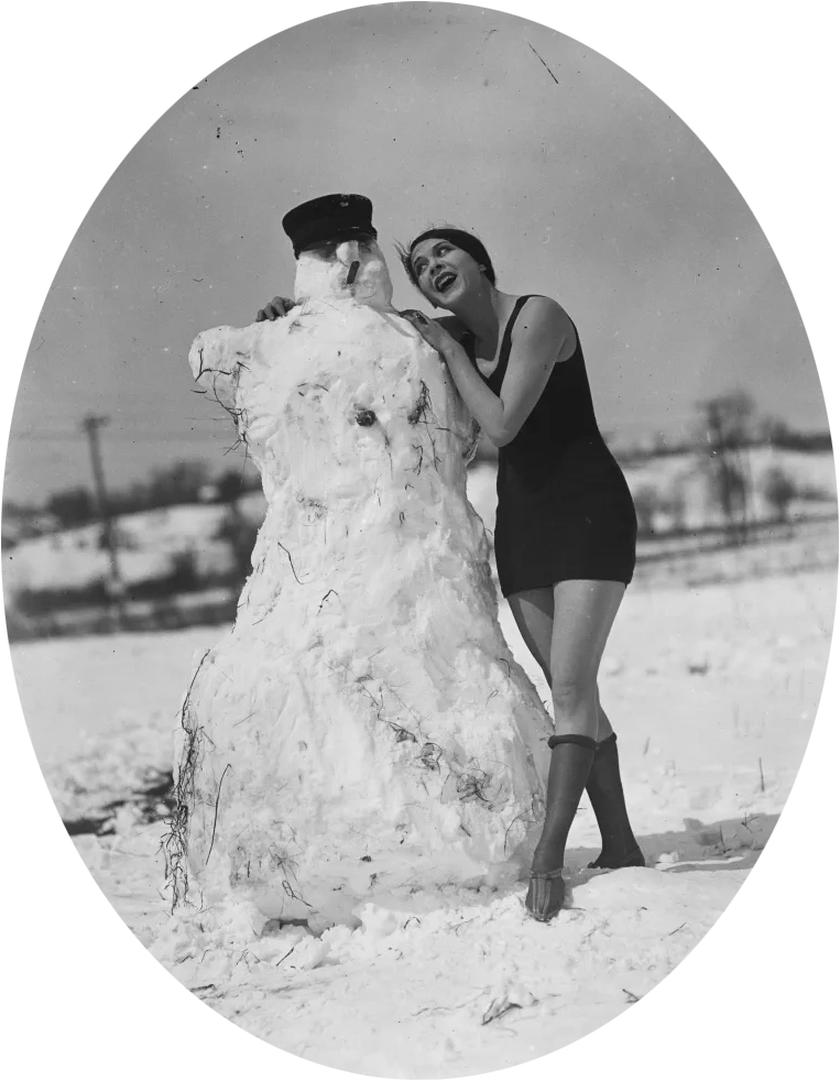 The vaudeville star Fritzi Ridgeway, showing what it takes to melt a snowman